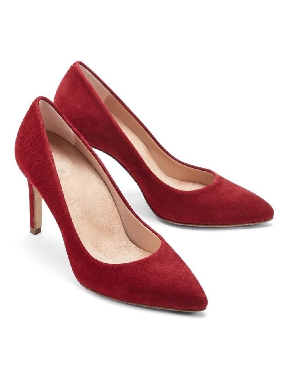 INEZ Alta Red Suede Pointed Toe Pumps 9.5 Chic Sexy Comfortable Stiletto Heels